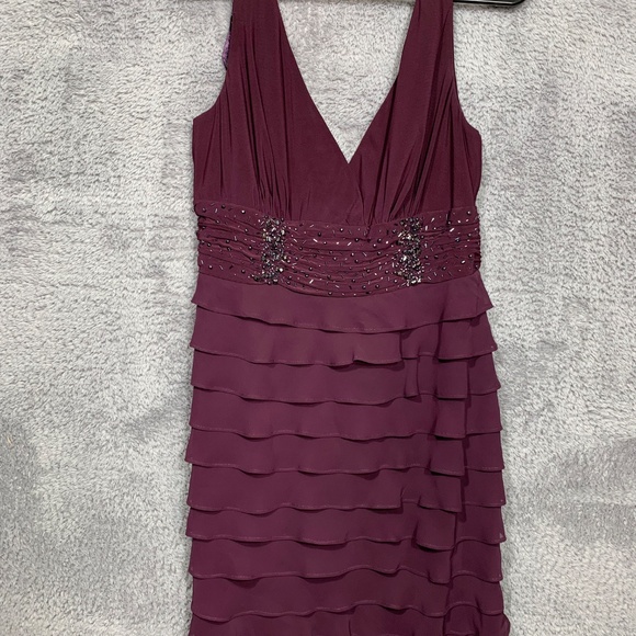 SL Fashions Women’s Size 12 Purple Tiered Ruffle Cocktail Dress with Bolero Jack - Picture 10 of 16